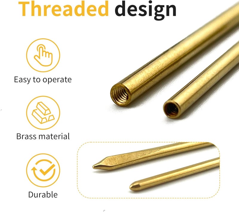 MateIJS 2pcs Brass Shoe Lace Needles, Long Jumbo Leather Sewing Needles with Prong Steel Tips for Leathercraft & Manual Lacing Threading (2 Pieces) - Image 3